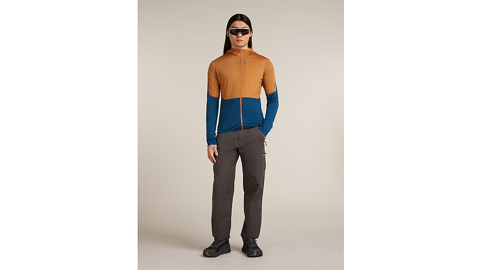 Icebreaker Merino Blend 200 RealFleece Descender Long Sleeve Zip Hoodie - Mens, Trail/Atlantis/CB, Large, IBBA56VZ0J5L