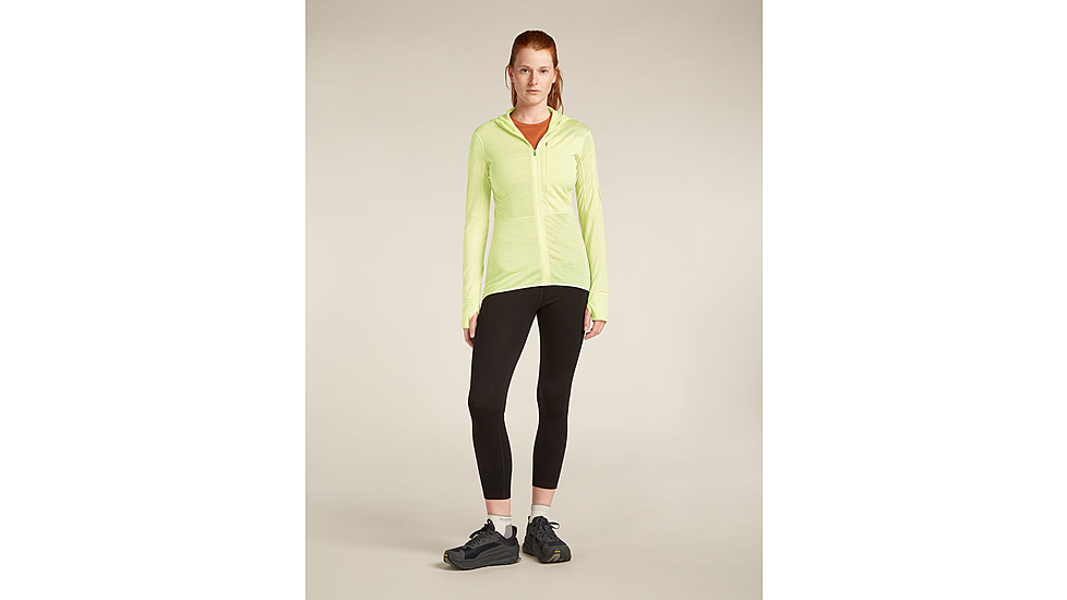 Icebreaker Merino Blend 200 RealFleece Descender LS Zip Hoodie - Womens, Citrine, Large, IBBA56YN0ABL