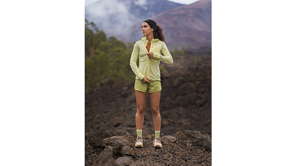 Icebreaker Merino Blend 200 RealFleece Descender LS Zip Hoodie - Womens, Citrine, Large, IBBA56YN0ABL