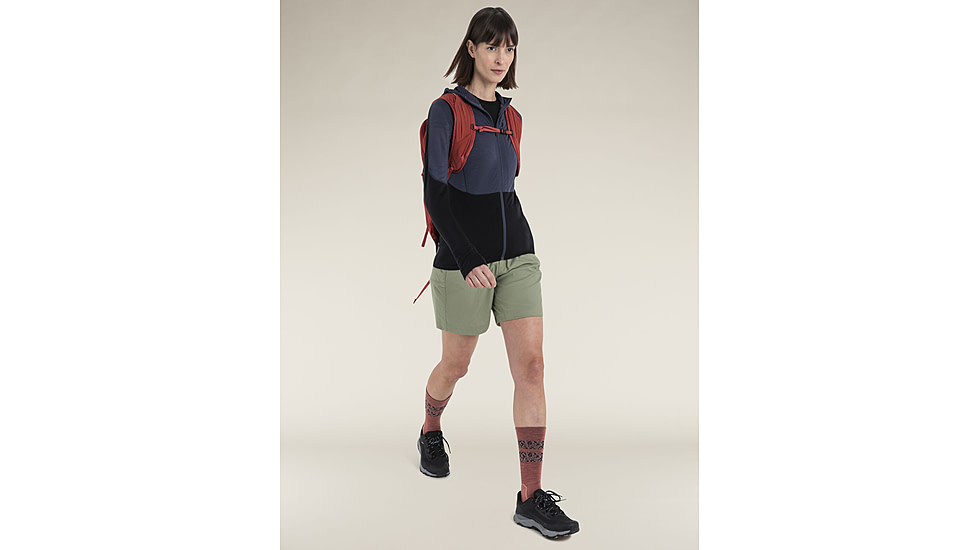 Icebreaker Merino Blend 200 RealFleece Descender LS Zip Hoodie - Womens, Graphite/Black/CB, Extra Large, IBBA56YNA63XL