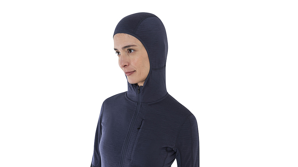 Icebreaker Merino Blend 200 RealFleece Descender LS Zip Hoodie - Women's, Graphite/Black/CB, Extra Large, IBBA56YNA63XL