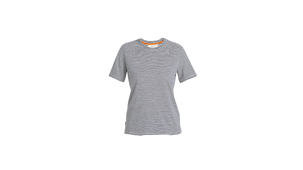 Icebreaker Merino Linen SS Tee Stripe - Womens, Snow/Midnight Navy/S, Medium, IB0A56ZYA78M