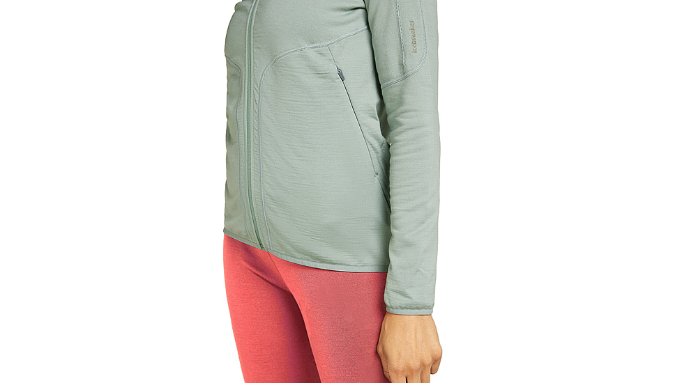 Icebreaker Women Merino 560 Realfleece Elemental LS Zip Hoodie, Moss, L, IBBA56SS01GL