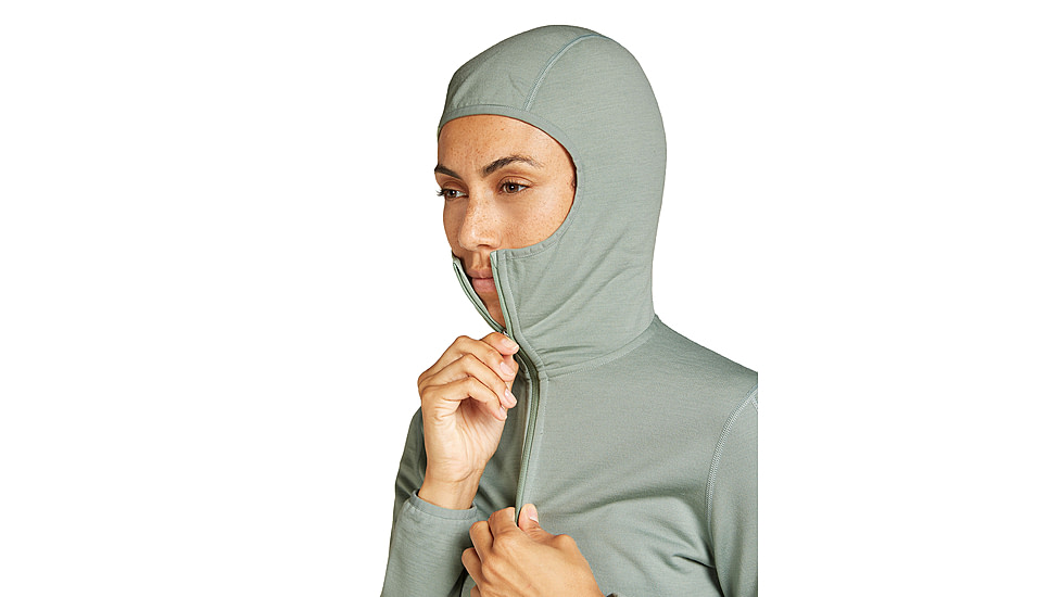Icebreaker Women Merino 560 Realfleece Elemental LS Zip Hoodie, Moss, L, IBBA56SS01GL