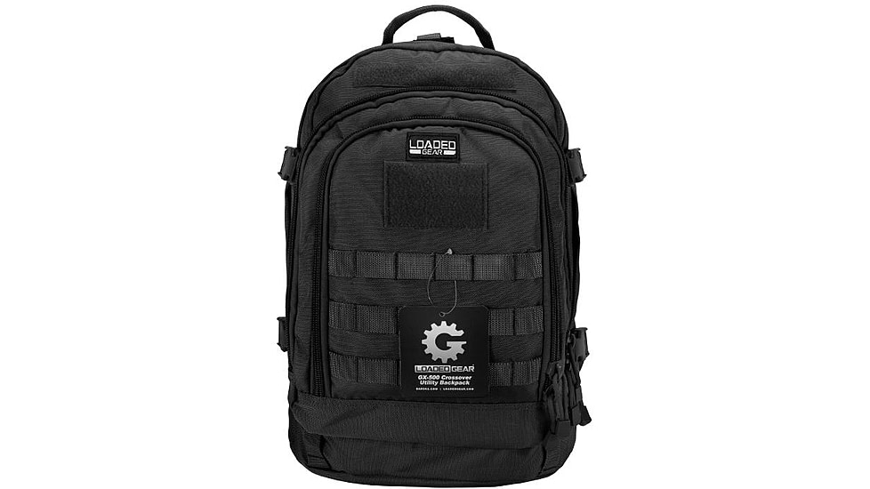 Loaded Gear GX-500 Crossover Utility Backpack, Padded Laptop Sleeve, Side Compression Straps, Black, 7.08 x 10 x 17.72 In BI12612