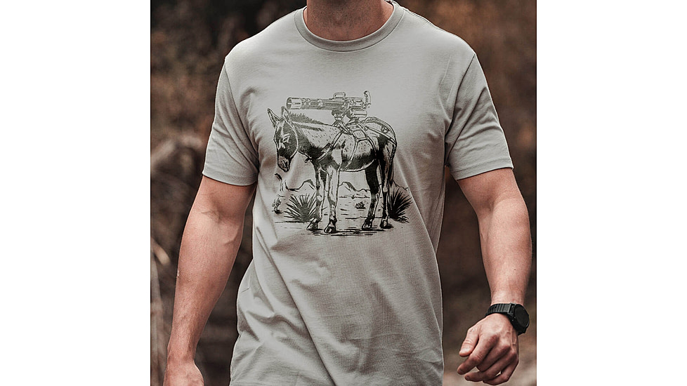 Magpul Industries Burro CVC Graphic T-Shirts - Mens, Stone Gray Heather Cotton/Polyester Short Sleeve, Medium, MAG1528-041-M