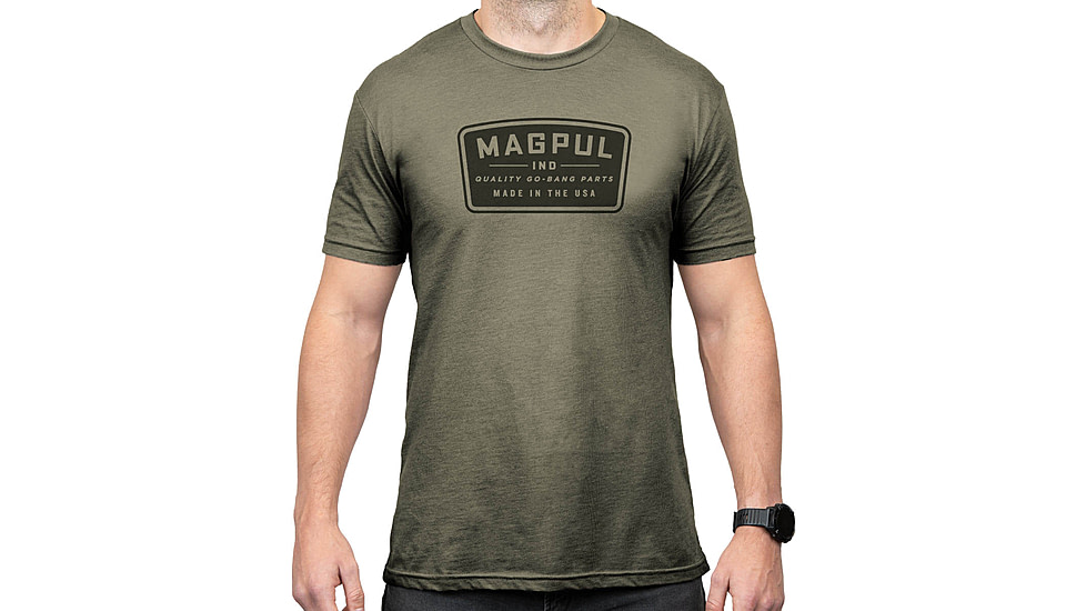 Magpul Industries Go Bang Parts Patch T-Shirt - Mens, Large, Cotton Polyester Blend, Olive Drab Green, MAG1526-316-L