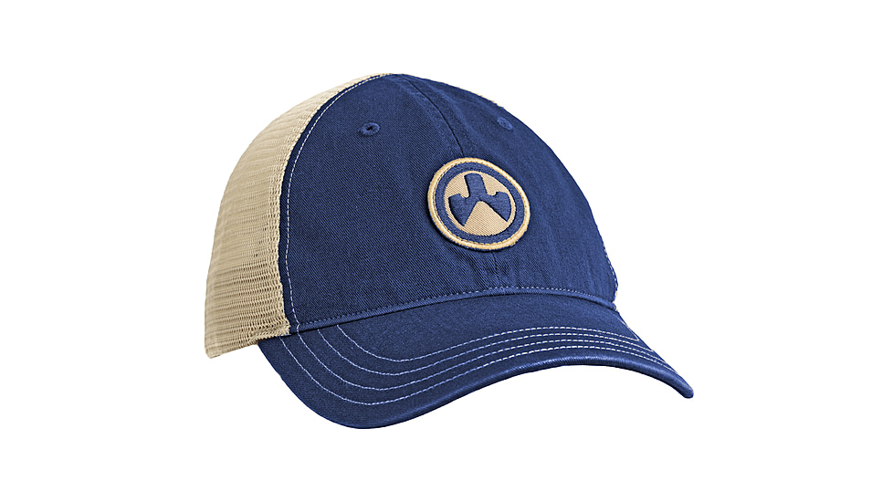 Magpul Industries Icon Patch Garment Washed Trucker Men's Hat, Navy/Khaki, One Size, MAG1105-412