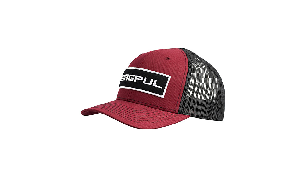 Magpul Industries Wordmark Patch Trucker Hat, Red/Black, OSFA, MAG1104-604