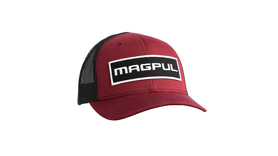 Magpul Industries Wordmark Patch Trucker Hat, Red/Black, OSFA, MAG1104-604