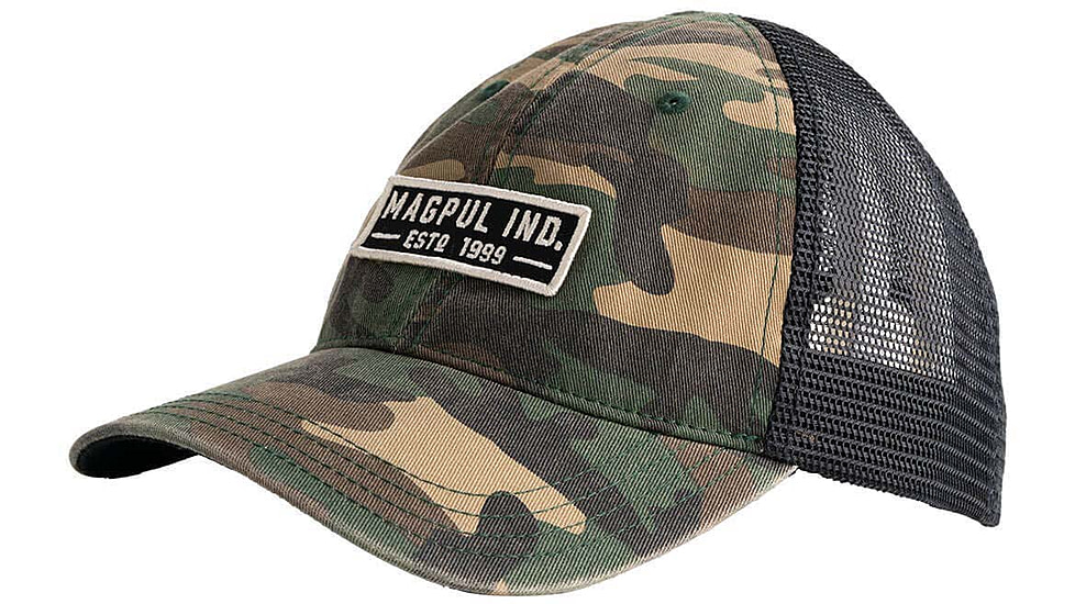 Magpul MAG1260-964 Established Garment Trucker Hat Woodland Camo Adjustable Snap MAG1260964