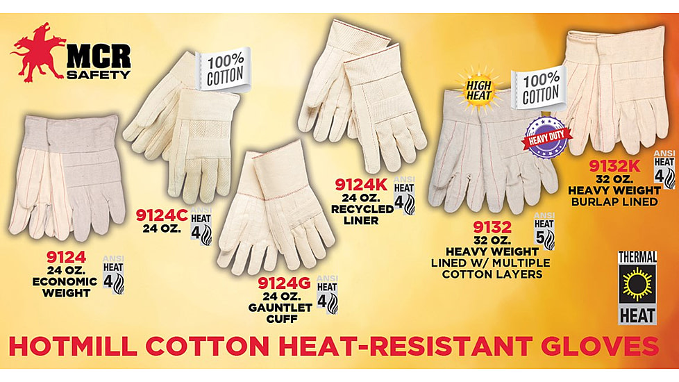 MCR Safety Hot Mill Burlap Premium Work Gloves - Mens, 32 oz, Medium, Heavy Weight Fabric, Burlap Lined, 9132KM