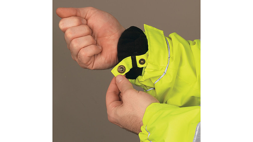 MCR Safety Luminator Reversible Bomber Jacket, PU/Cotton Poly,ANSI Class 3, Attached Hide-Away Hood, Fluorescent Lime, XL, BRCL3LXL