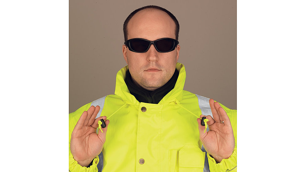 MCR Safety Luminator Reversible Bomber Jacket, PU/Cotton Poly,ANSI Class 3, Attached Hide-Away Hood, Fluorescent Lime, XL, BRCL3LXL