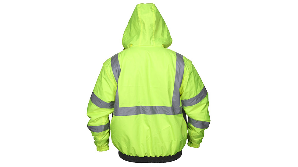 MCR Safety Two Tone Value Quilted Rain Jacket with Silver Reflective Stripes, ANSI 107 Class 3, Fluorescent Lime, XL, VBBQCL3LXL