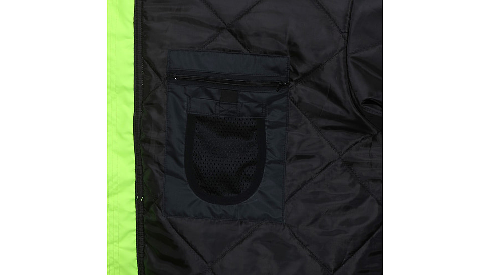 MCR Safety Two Tone Value Quilted Rain Jacket with Silver Reflective Stripes, ANSI 107 Class 3, Fluorescent Lime, XL, VBBQCL3LXL