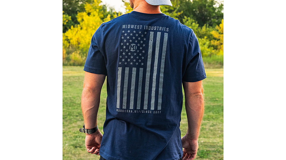 Midwest Industries Flag T-Shirt, Navy, Large, MI-TEE-FLAG-LARGE
