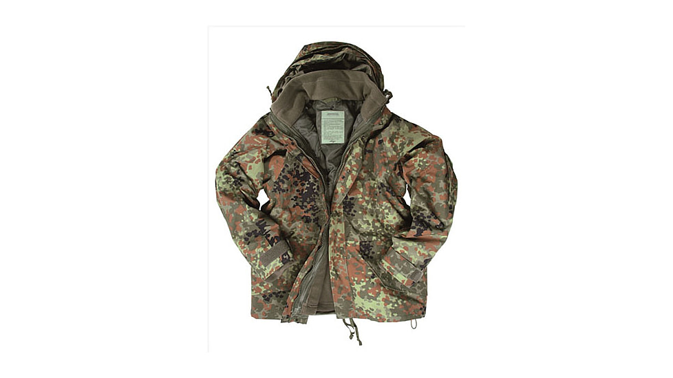 MIL-TEC Trilam Wet Weather Jacket w/ Fleece Liner - Men's, Flecktarn Camo, Medium, 10615021-903