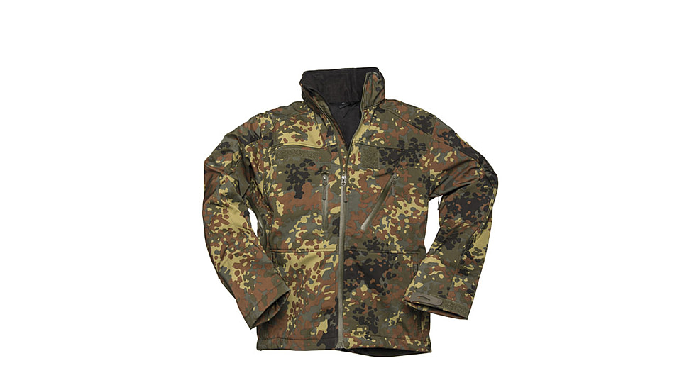 MIL-TEC Softshell Jacket - Men's, Flecktarn Camo, Extra Large, 10864021-905
