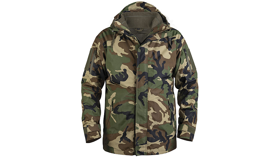 MIL-TEC Gen II Trilam Wet Weather Jacket w/Fleece Liner - Mens, Woodland Camo, Small, 10616020-902