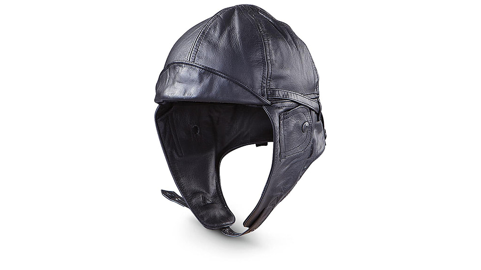 MIL-TEC Leather Aviation Helmet, Black, Extra Large, 12425002-905