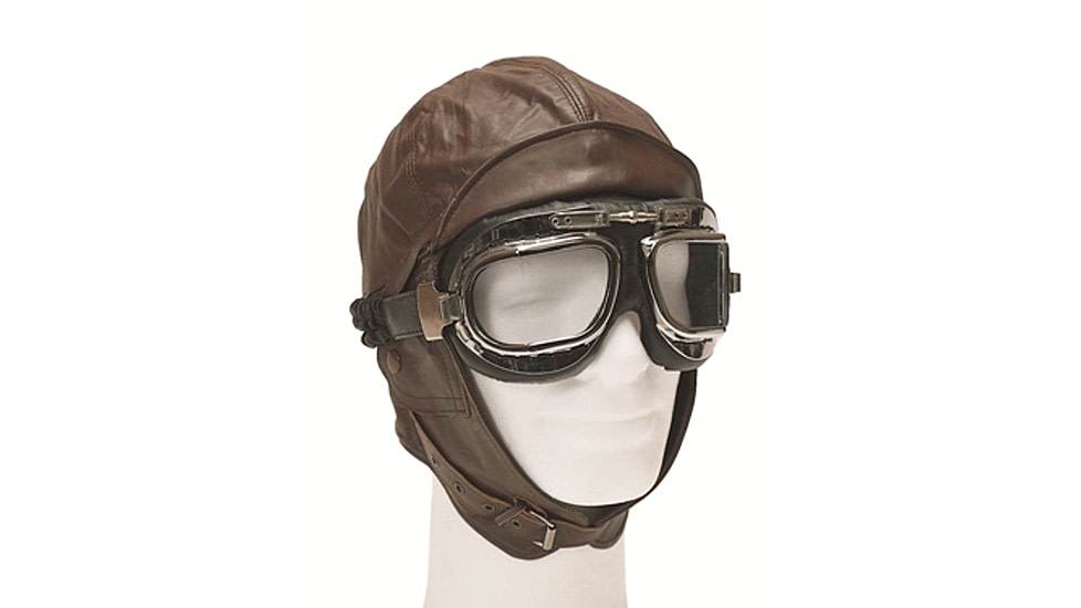 MIL-TEC Leather Aviation Helmet, Brown, 3XL, 12425009-907