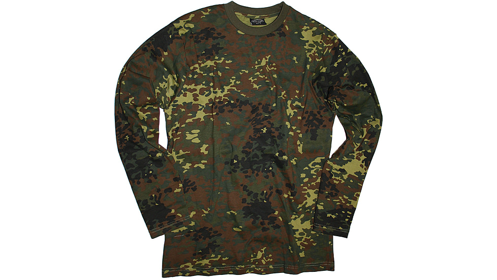 MIL-TEC Long Sleeve T-Shirt - Men's, Flecktarn Camo, Small, 11065021-902