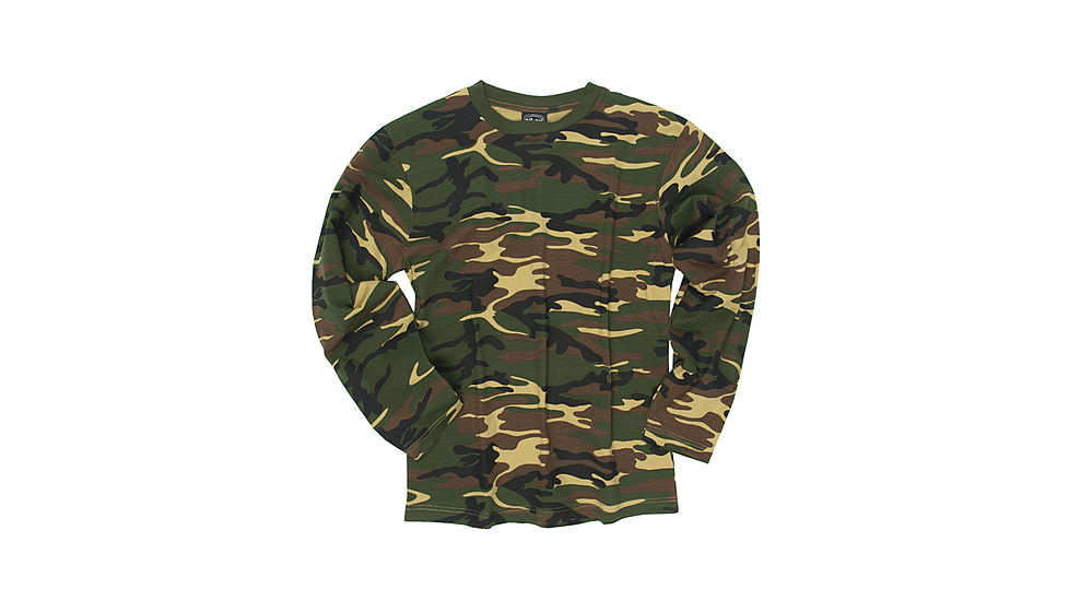 MIL-TEC Long Sleeve T-Shirt - Men's, Woodland Camo, Medium, 11065020-903