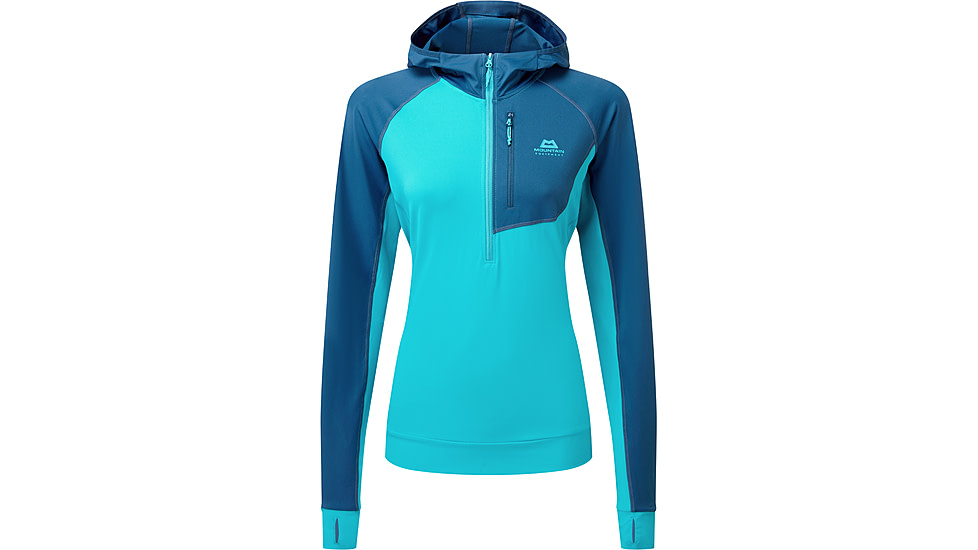 Mountain Equipment Aiguille Hooded Top - Womens, Topaz/Majolica, 14, ME-007144TM-14