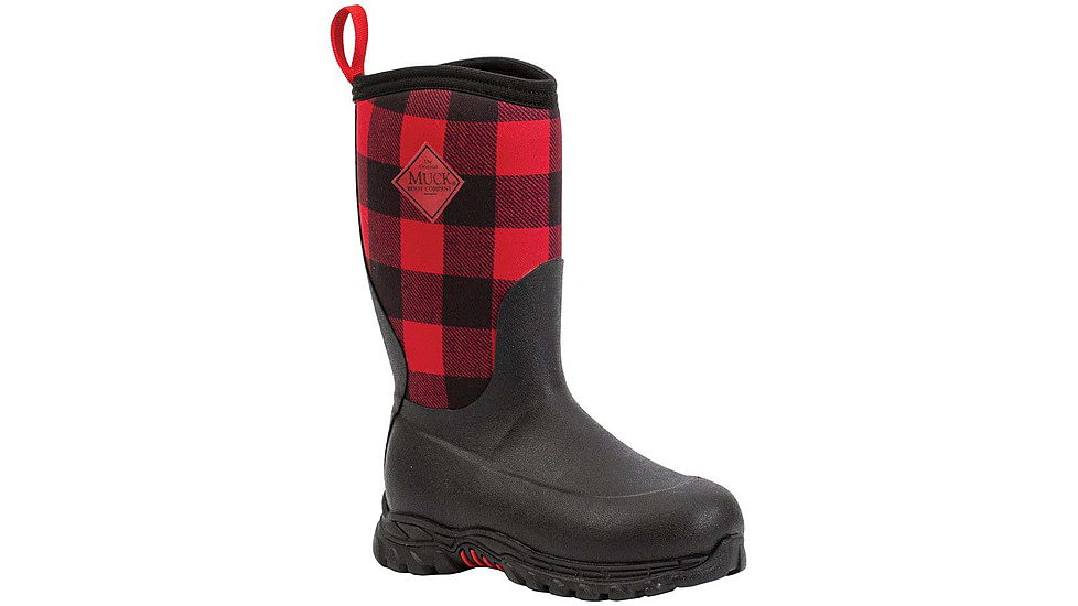 Muck Boots Rugged II Outdoor Performance Boots - Kid's, Black/Buffalo Plaid, 1, RG2-6PLD-RED-010