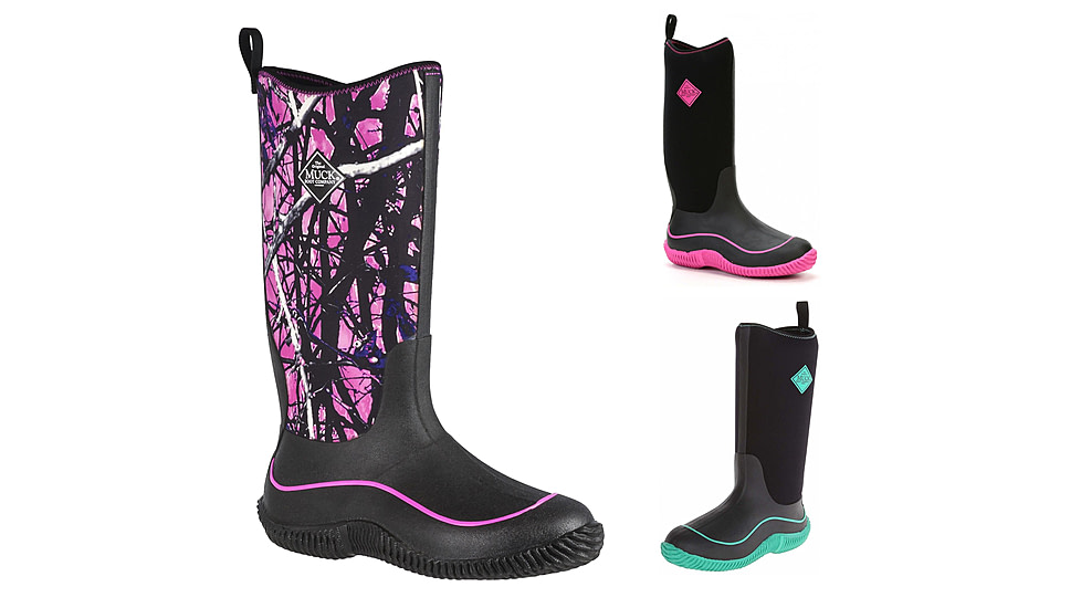 Muck Boots Womens Hale Multi-Season Boot, Black / Muddy Girl Camo, Black/Hot Pink, Black/Jade