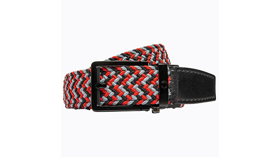 Nexbelt Braided Belt, Red/Grey/Black, Up to 50&quot; Waist, PCD5051