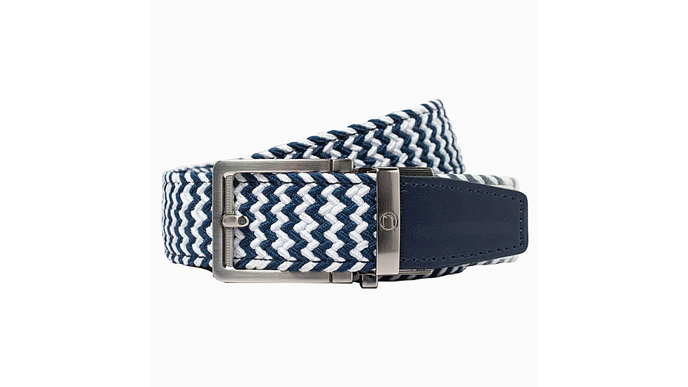 Nexbelt Braided Belt, Zigzag Navy, Up to 50&quot; Waist, PCD4795