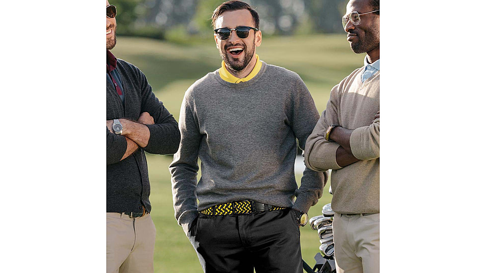 Nexbelt Braided Golf Belt, Black/Gold, PCD9879