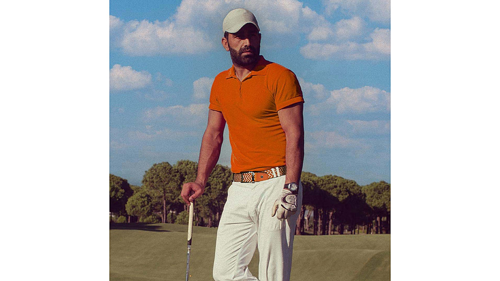 Nexbelt Braided Golf Belt, Brunt Orange/White, PCD9848