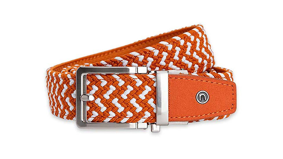 Nexbelt Braided Golf Belt, Brunt Orange/White, PCD9848