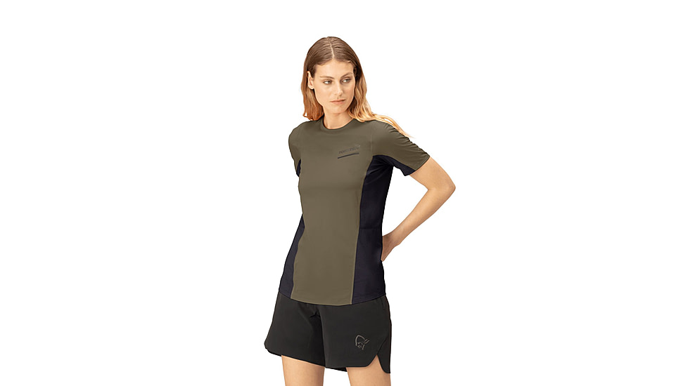 Norrona Senja Equaliser Lightweight T-Shirt - Womens, Olive Night, Medium, 5807-23-3301-M
