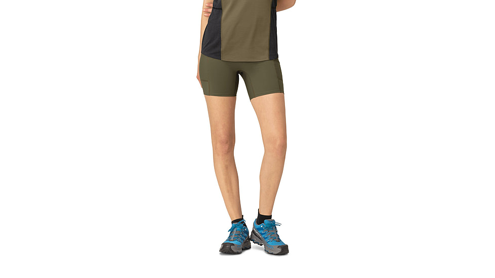 Norrona Senja Equaliser Stretch 6in Tights - Womens, Olive Night/Caviar, Extra Small, 5825-23-3329-XS