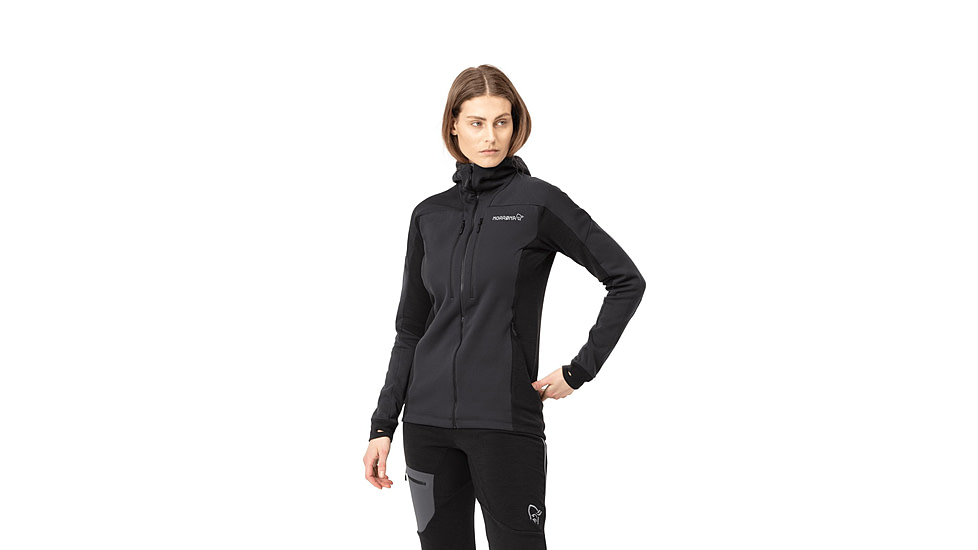 Norrona Trollveggen Powerstretch Pro Zip Hooded Jacket - Womens, Caviar, Small, 1627-19-7718-S