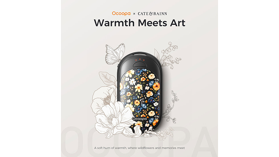 Ocoopa UT3 Liteplus Magnetic Rechargeable Hand Warmers, Flower, UT3053-HUHD-BK-Plus