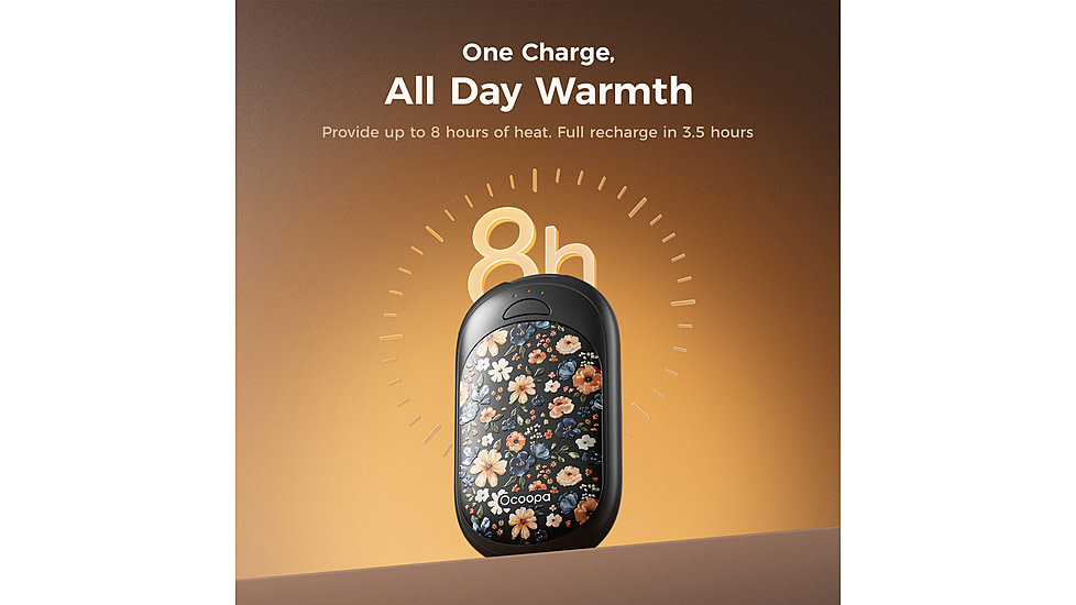 Ocoopa UT3 Liteplus Magnetic Rechargeable Hand Warmers, Flower, UT3053-HUHD-BK-Plus