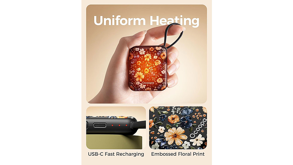 Ocoopa UT5 Nano Rechargeable Hand Warmer, Flower, UT3042-Floral