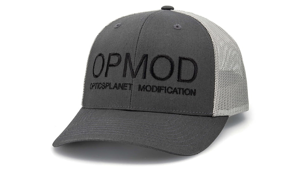 OPMOD Trucker Hat Embroidered Logo, Charcoal/Grey, OPM-Cha/Grey-Charl/Grey