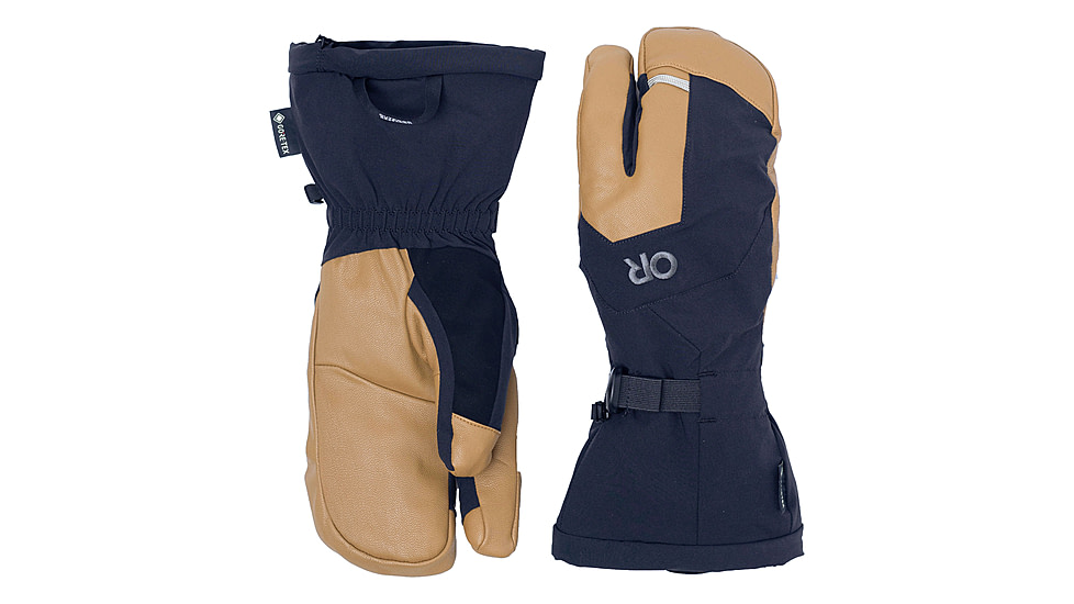 Outdoor Research Arete Modular Gore-Tex 3-Finger Gloves, Black/Dark Natural, Small, 3221532508006