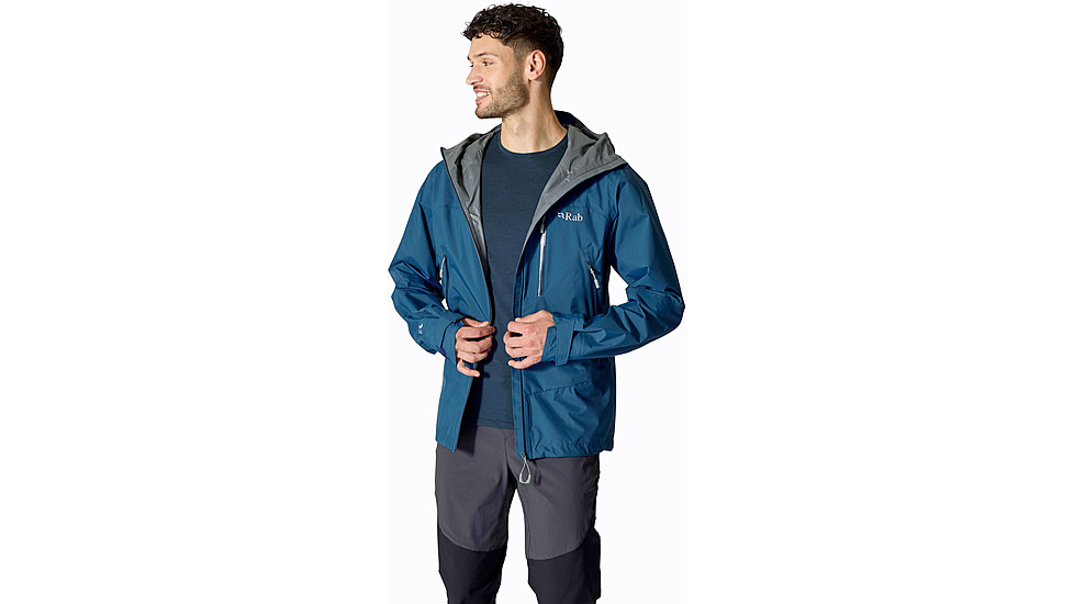 Rab Downpour Mountain Jacket - Mens, Tempest Blue, Large, QWI-11-TMB-LRG