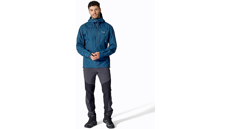 Rab Downpour Mountain Jacket - Mens, Tempest Blue, Large, QWI-11-TMB-LRG