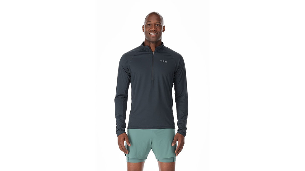 Rab Sonic Long Sleeve Zip - Mens, Beluga, Large, QBL-03-BEL-LRG