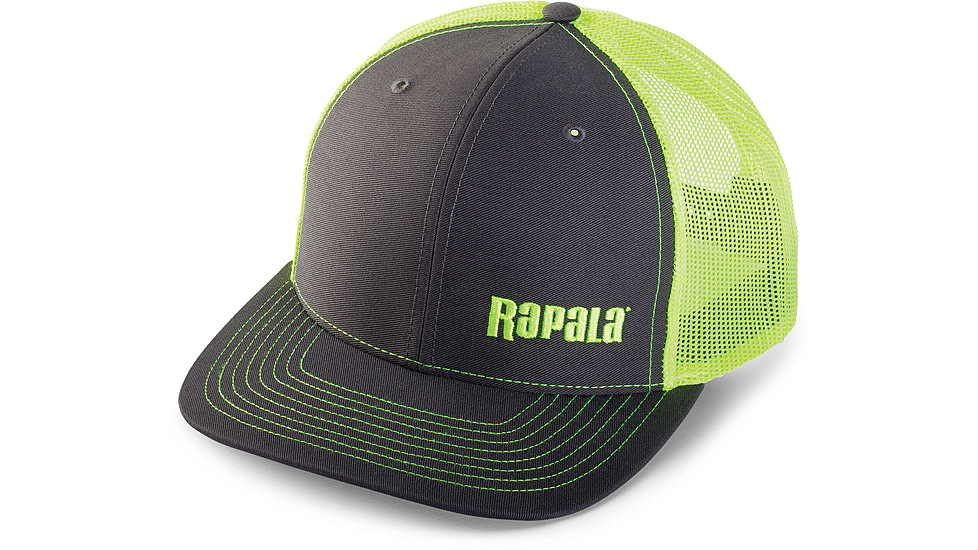 Rapala Trucker Cap, Charcoal/Neon Yellow Mesh Left Logo, RTC106