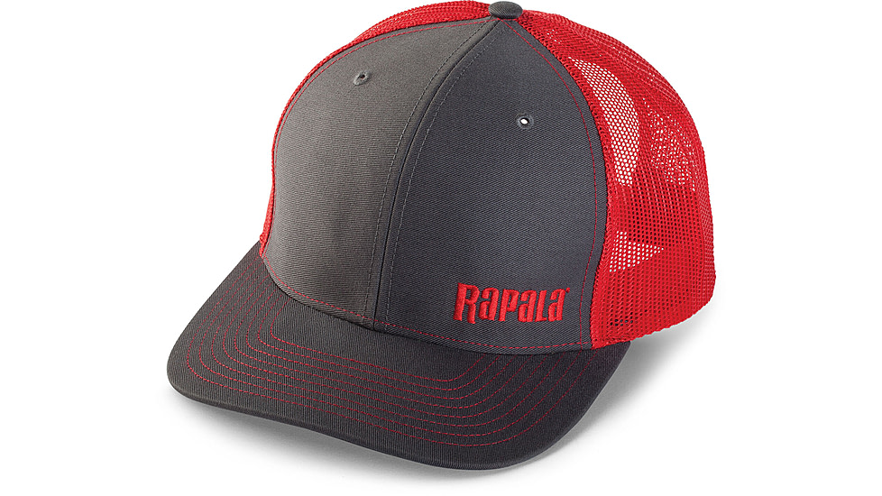Rapala Trucker Cap, Charcoal/Red Mesh Left Logo, RTC105