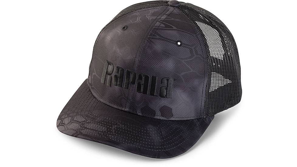 Rapala Trucker Cap, Kryptek Typhoon Black/Black Mesh Center Logo, RTC110